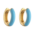Minimalist gold hoop earrings with light blue enamel coating in a sleek modern design - Light Blue
