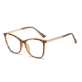 Fashionable tortoise cat-eye TR90 glasses frame with anti-blue light lenses and metal legs - Tofu Pudding Curry