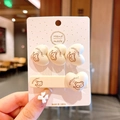 Creamy heart and rectangle hair clip set with cute brown bear prints for women - J-35-Beige Baby Bear