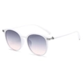 Fashionable white round oversized sunglasses with purple gradient lenses for women - White Frame Gray Pink Lens
