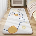 White cartoon duck plush rug with Hello text for children's bedroom floor - Oha Duck