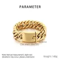 Pulsera de eslabones cubanos de acero inoxidable dorado con cierre rectangular - Dorado