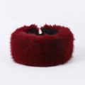 Plush wine red winter faux fur headband with soft fabric lining for cold weather - One Size / Wine Red Headband Hat