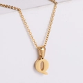 Minimalist 18k gold plated stainless steel necklace featuring a bold letter Q pendant - Letter Q