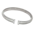 Silver textured open bangle with screw-thread pattern and shimmering rhinestones - 16mm Silver Choker