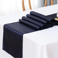 Navy blue satin table runner with silky finish for wedding and luxury hotel decor - 30x275cm / Navy Blue