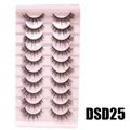 10 pairs of natural long black eyelashes in pink tray style DSD25 with fluffy finish - DSD25 (Pink)