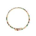 Detailed macro view of gold-tone choker featuring colorful oval-cut gemstones - Rainbow Gold Choker / Multicolor/Gold