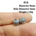 Macro view of 8mm Celtic knot silver alloy bead with 2mm hole for DIY jewelry - 13# (Diameter 8mm Hole 2mm)