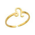 Minimalist gold Leo zodiac symbol adjustable open ring made of stainless steel - Leo