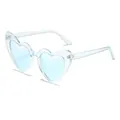 Fashionable heart-shaped sunglasses featuring light blue lenses and a clear transparent frame - Transparent Blue Frame Blue Lens