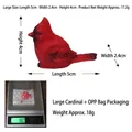 Resin red cardinal bird figurine in large size with realistic feather textures - Large