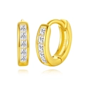 S925 sterling silver gold cuff earrings with five square clear zircon stones - 925 Silver / Gold