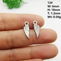 Kleine Flügelanhänger aus Silberlegierung 6x18mm für DIY Schmuck mit Federstruktur - 13# Engelsflügel