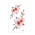 Pink cherry blossom temporary tattoo sticker with blue leaves design, style LY-012 - Pink Cherry Blossom Leaves Style (LY012)