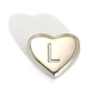 Polished silver heart-shaped pendant with letter L engraving for DIY jewelry making - Letter L Style (SP143S-L)