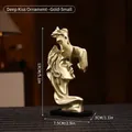 Abstract kissing lovers statue in matte gold finish for modern shelf decor - 7135p-02 A Deep Kiss - Golden Trumpet