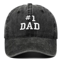 Casquette de baseball vintage noir délavé avec broderie #1 DAD blanche et finition coton - Noir