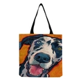 Sac fourre-tout en toile avec motif de chien dalmatien et anses noires en beige - Dalmatien Beige