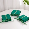 Emerald green square jewelry gift box with Best Wishes decorative ribbon bow - Green Specialty Paper