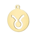 Minimalist gold-plated Taurus zodiac charm pendant with hollowed circular metal design - Gold Taurus (KLJ4464-Z)