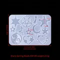 Star and moon silicone mold for DIY resin earrings featuring 11 unique star shapes - Celestial Symbols Earring Mold-ED#190