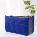 Royal blue dual zipper bag organizer with grey mesh pockets for storage - Sapphire Blue
