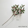 Vivid red 57cm artificial berry branch with green leaves for Christmas floral decor - 57CM Spray