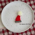 Mini red knit Christmas hat accessory for DIY crafts with white pompom, size 8x4cm - Pompom Hat (1 Piece)