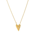 Collier pendentif coeur doré avec motif rayon de soleil et incrustation cristal - Cœur