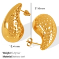 Orecchini a goccia in oro con motivo a rombi realizzati in acciaio inossidabile - EH633 Modello Liscio Grande / Oro