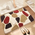 Non-slip bathroom mat with red and beige pebble geometric pattern in a plush texture - 40*60cm / Jin Yu-Brown