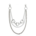 Drielaagse zilveren metalen heupketting met hartvormige hangers en ster-gravures - 3-Laags Hart Ster Stijl (ZW741)