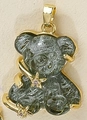 Collana con ciondolo a forma di orso verde scuro con stella dorata e cristallo scintillante - verde oliva