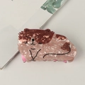 Cute cartoon cat hair claw clip in brown marble pattern for back of head hair styling - Brown and Pink Marbled Cat Style (C16-4-6)