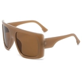 Oversized khaki frame aviator sunglasses with gradient brown lenses and wide bridge - Jelly Tea