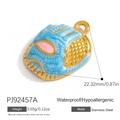 Pink and blue enamel baseball glove charm in stainless steel for DIY jewelry - Blue Pink Baseball Glove Pendant (PJ92457A)