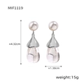 Elegant candy-colored resin drop earrings with white pearl and clear crystal pendant - F1119 Steel Clear Resin Drop