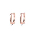 Orecchini a cerchio a U in argento S925 con finitura lucida in oro rosa - Cerchio Huggie Ovale Oro Rosa / Oro rosa