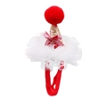 Close-up of festive pet hat featuring gold sequins, red glitter bow, and lace mesh trim - Gold Sequin Lace Hat