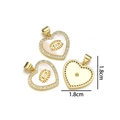 Close-up of gold heart pendant with white shell and evil eye zircon detail in 1.8cm size - Heart with Eye (Natural Shell)