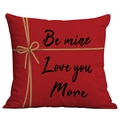 Roter quadratischer Valentinstag-Kissenbezug mit Be mine Love you More Aufdruck - Kurzplüsch Einseitig Ohne Kern / Herz-Slogan-Stil (CDR55-2)