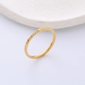 18K gold plated titanium steel ring with sparkling diamonds and geometric engraving - US 5 / Gold