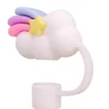 Rainbow cloud silicone straw cover for 10mm cups featuring stars and colorful stripes - Rainbow Cloud / 10mm