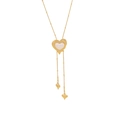 Elegante collana dorata con ciondolo a cuore perle e lunghe nappe su fondo bianco - Stile Cuore (1#Cuore)
