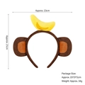 Pluche aap oren hoofdband met banaan versiering voor Halloween en kinderfeestjes - Donkere Koffie Aap [Banaan Stijl]
