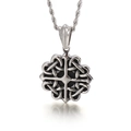 Vintage steel cross necklace featuring turquoise inlay and retro Celtic knot details - Hollow Celtic Cross (KP53290-BD)