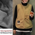 Waterproof khaki nylon work apron in vest style with utility pockets for domestic chores - Upgraded Waterproof/Khaki (150-180cm)