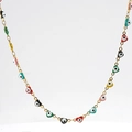 Dettaglio catena placcata oro 18K con vivaci ciondoli a cuore colorati malocchio - Collana / Multicolore