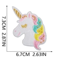 Detailed embroidery size chart of the colorful unicorn patch measuring 7.3cm by 6.7cm - Unicorn Head (16)